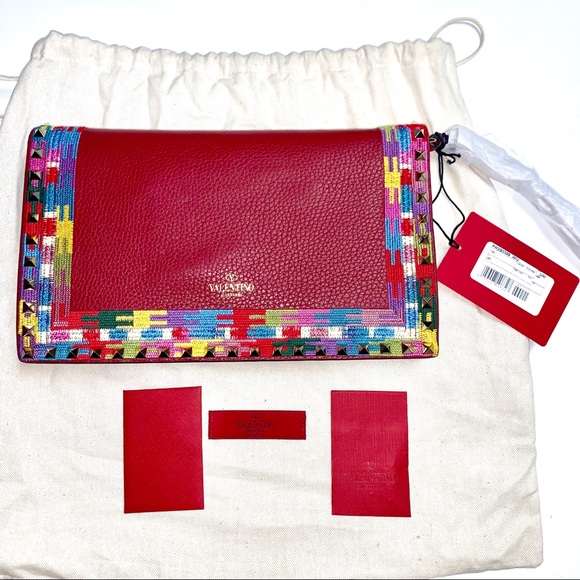 Valentino Rockstud Embroidered Trim Clutch - Picture 5 of 8